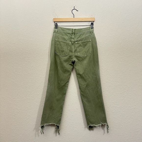 FREE PEOPLE WE THE FREE Maggie Mid Rise Straight Leg Jeans in Sage Green - Picture 6 of 12